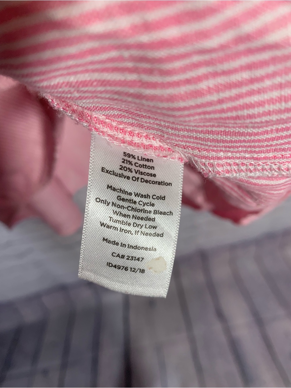 Talbots Womens Linen Blend Off the Shoulder Striped Top Pink Sz XL Preppy Casual - Picture 5 of 6